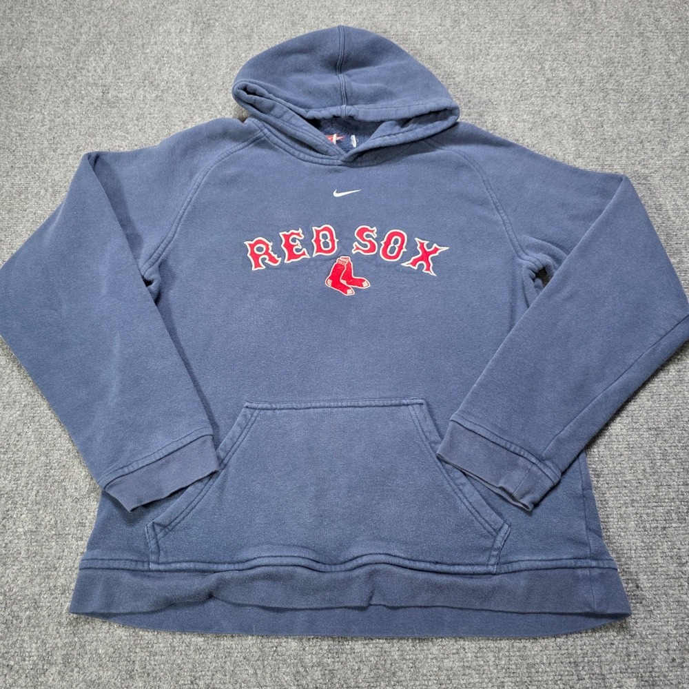 Kids Nike Boston Red Sox‎ Hoodie Pullover Athletic Navy Blue Youth Vintage